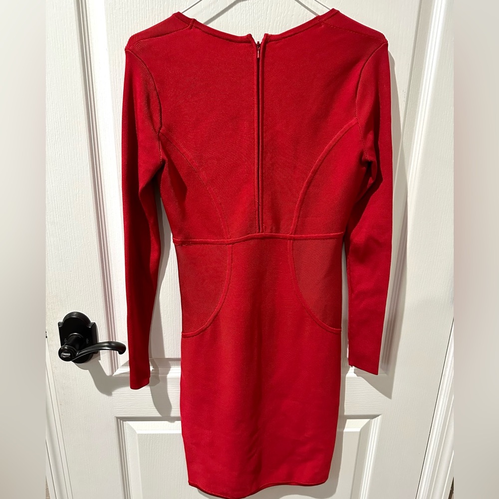 Ted Baker Red Knit Aspin Long Sleeve Celebrity Bodycon Sheath Dress - Picture 9 of 13
